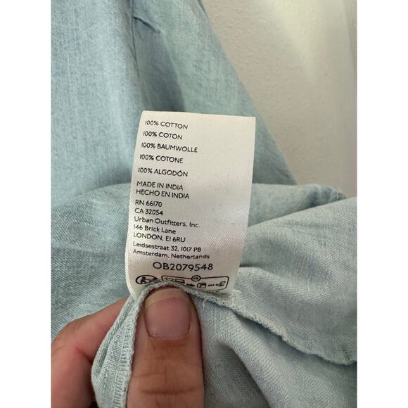 Free People Brunch Babe Chambray Tie front / bow tie flowy blouse size S - Picture 7 of 7